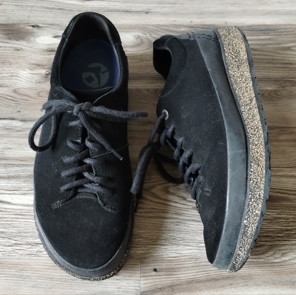 Birkenstock Honnef Low Black Suede Leather Lace Up Shoes Women's Size 37 US 6